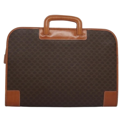 Celine Macadam Briefcase Canvas And Leather Brown Canvas Briefcase Bag