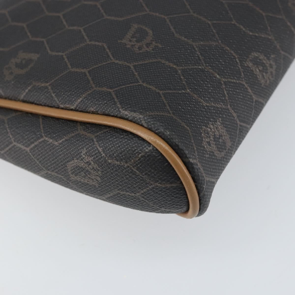 Christian Dior Vintage Honeycomb Zip Pouch Canvas And Leather Black Canvas Clutche & Pouche Bag (Pre-Owned)