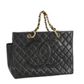 Chanel Vintage Grand Shopping Tote Quilted Lambskin Black Leather Tote Bag Bag