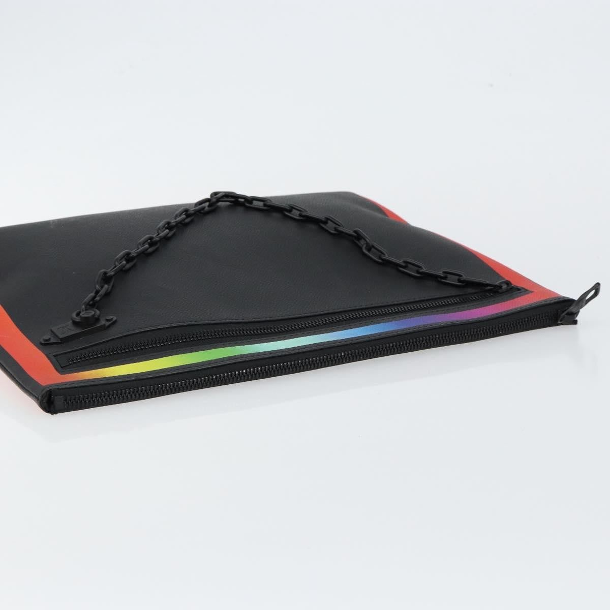 Louis Vuitton Pochette A4 Rainbow Taiga Leather Black Leather Clutche & Pouche Bag