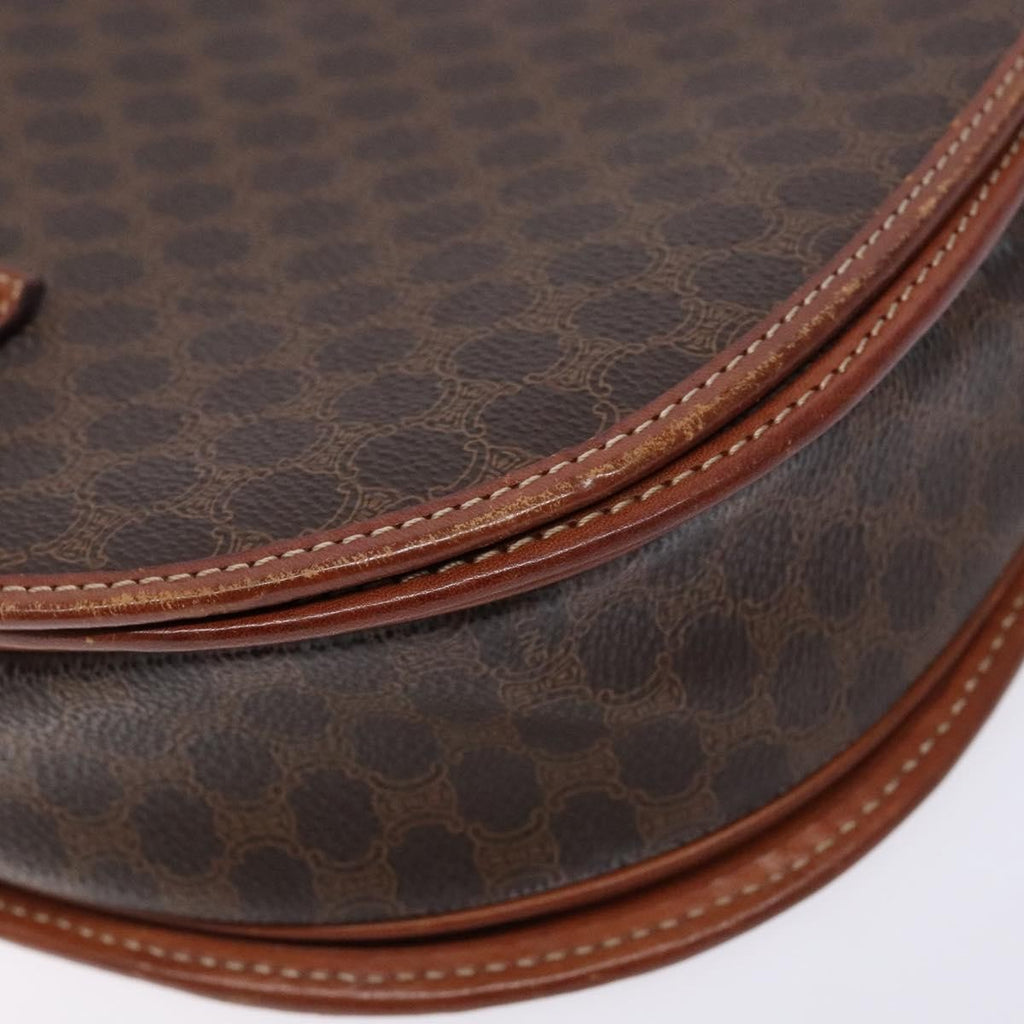 Celine Macadam Shoulder Bag Pvc Leather Brown Canvas Bag