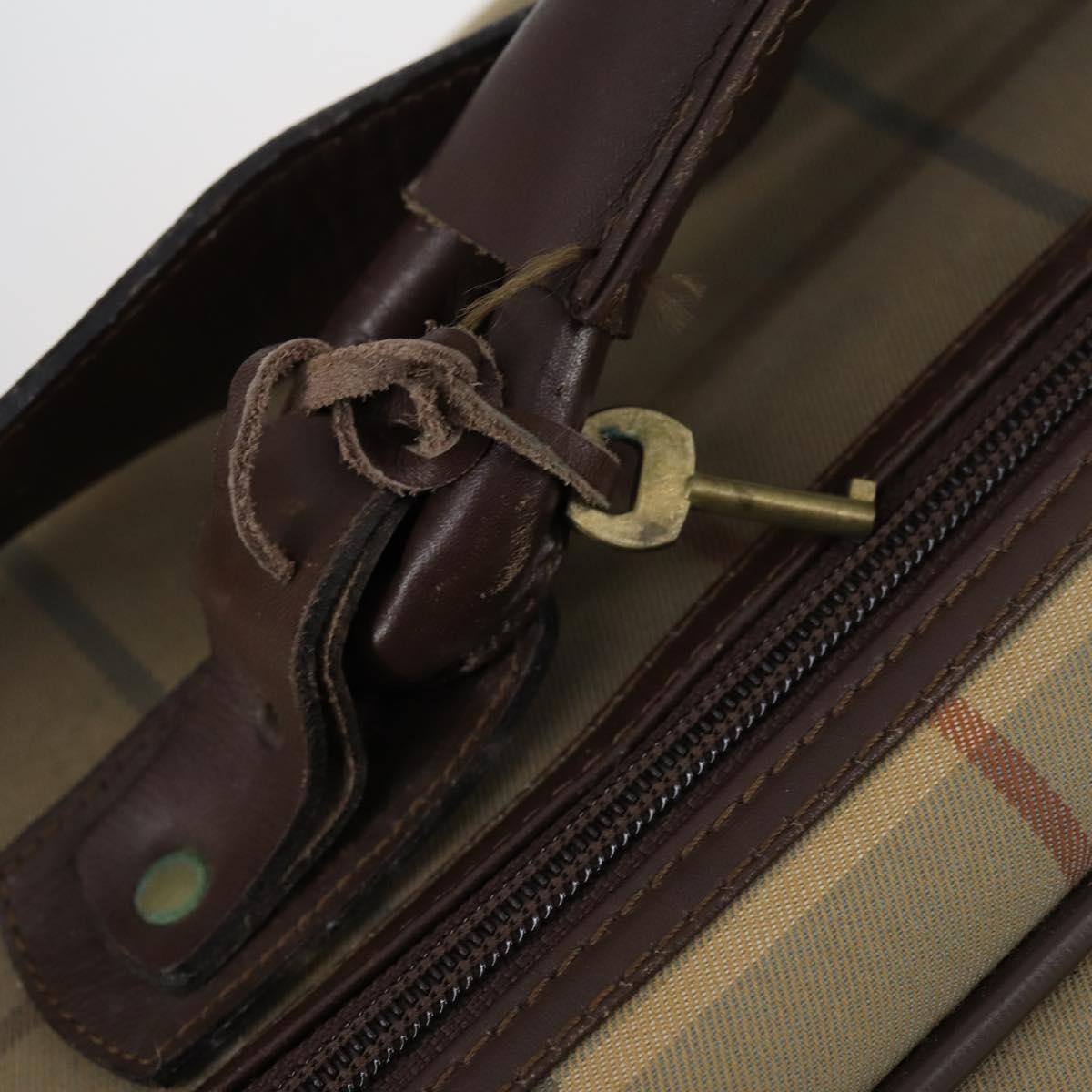Burberry Nova Check Boston Bag Canvas Beige Canvas Travel Bag