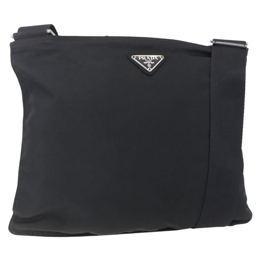Prada Flat Messenger Bag Tessuto Black Nylon Shoulder Bag Bag
