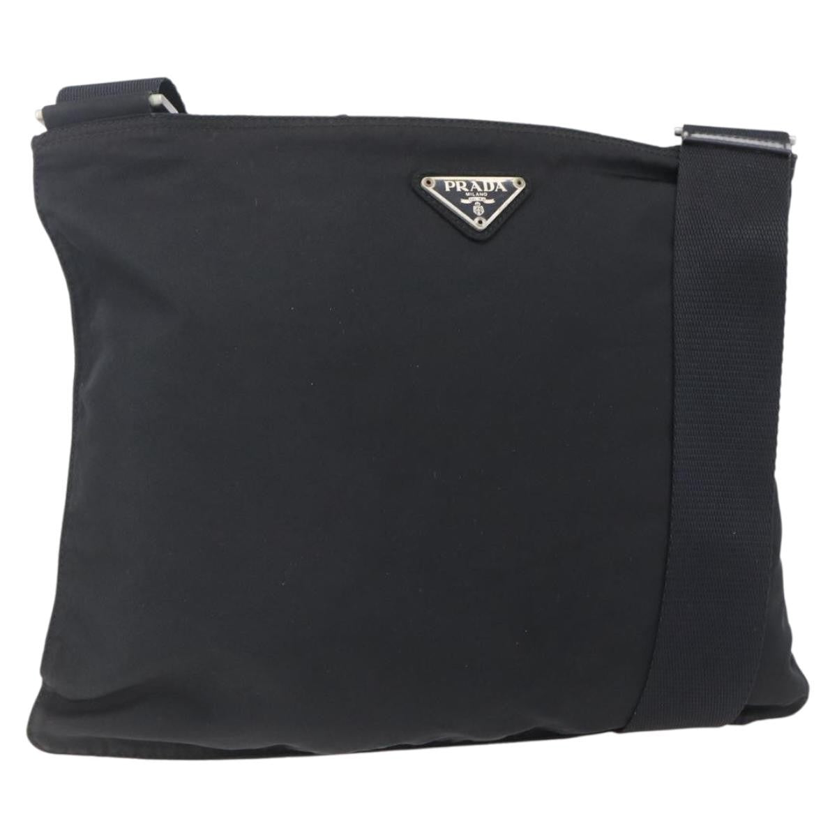 Prada Flat Messenger Bag Tessuto Black Nylon Shoulder Bag Bag