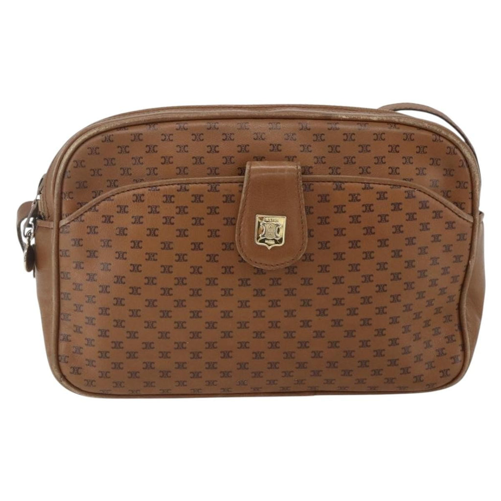 Celine Vintage Macadam Shoulder Bag Canvas And Leather Brown Canvas Shoulder Bag Bag