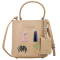 Prada Panier Bucket Bag Saffiano Leather Beige Leather Bag