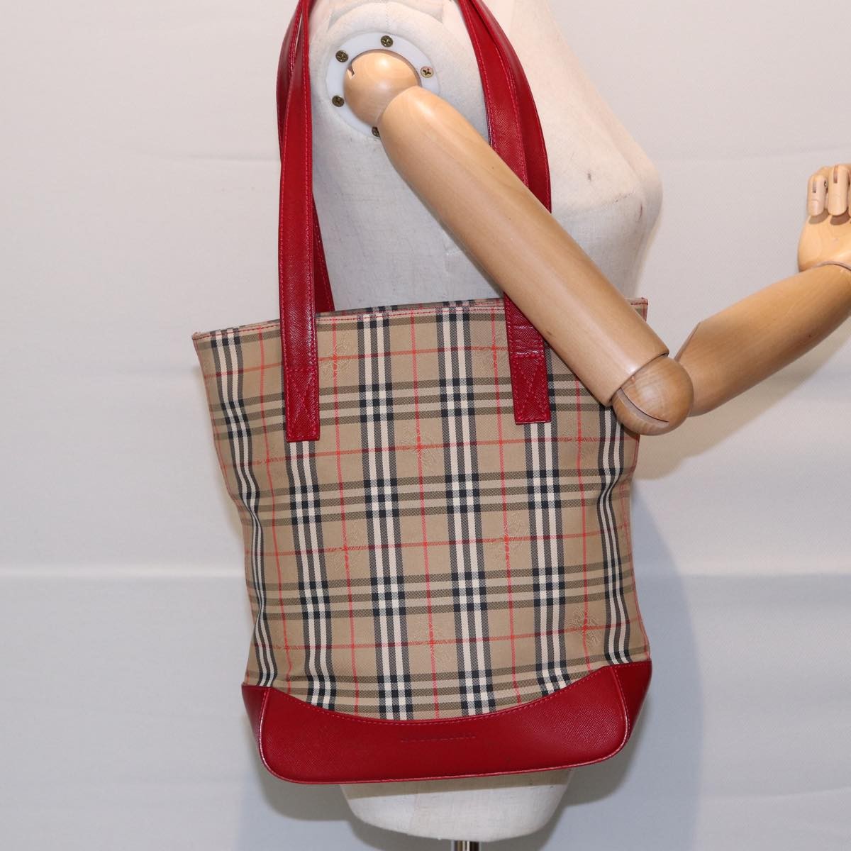 Burberry Nova Check Tote Canvas And Leather Beige Canvas Tote Bag