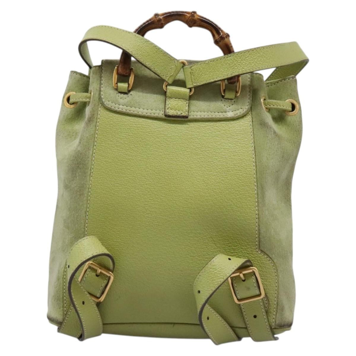 Gucci Gucci Bamboo Backpack Daim Green Suede Backpack Bag (Pre-Owned)