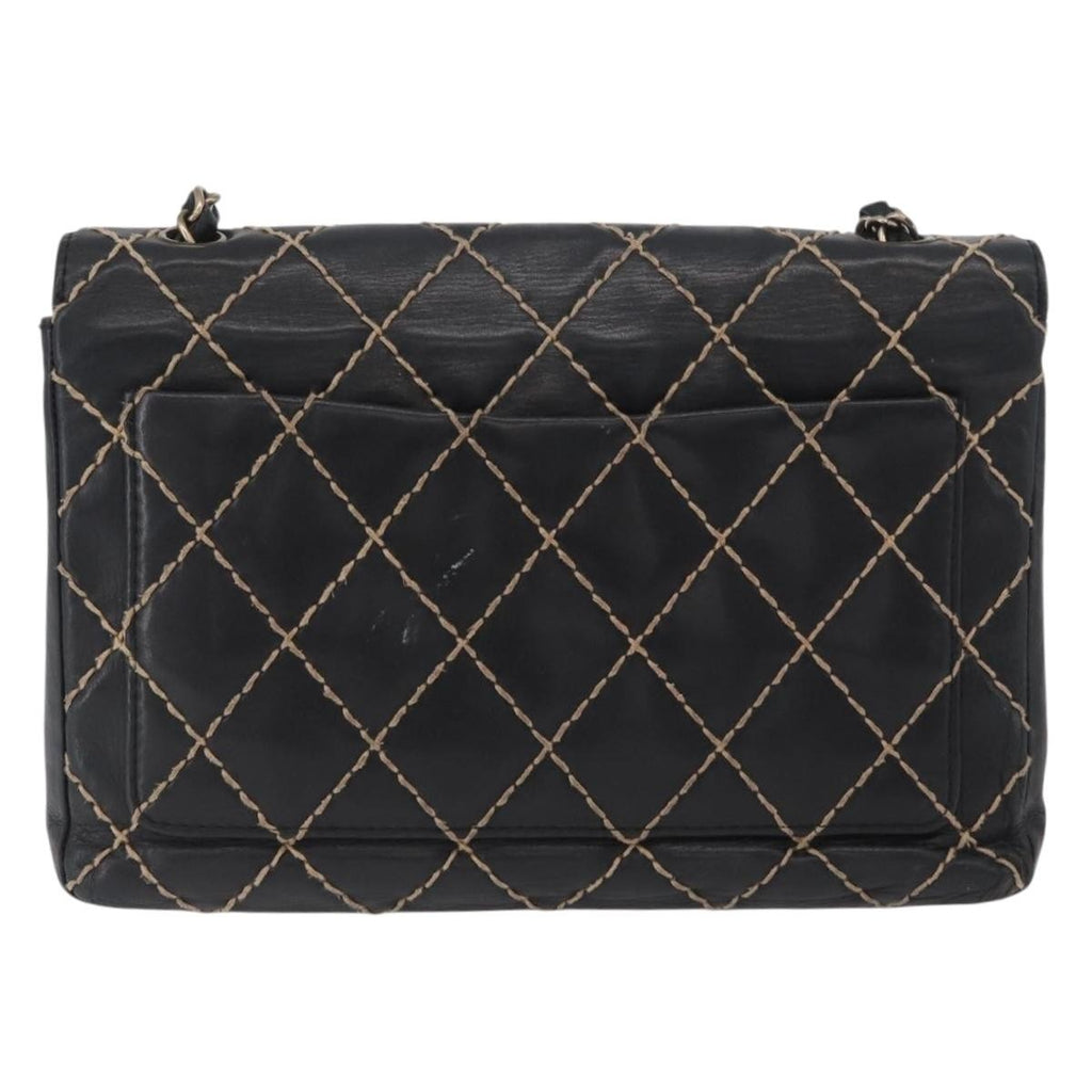 Chanel Chanel Matelassé Cuir Noir Black Leather Black Leather Handbag