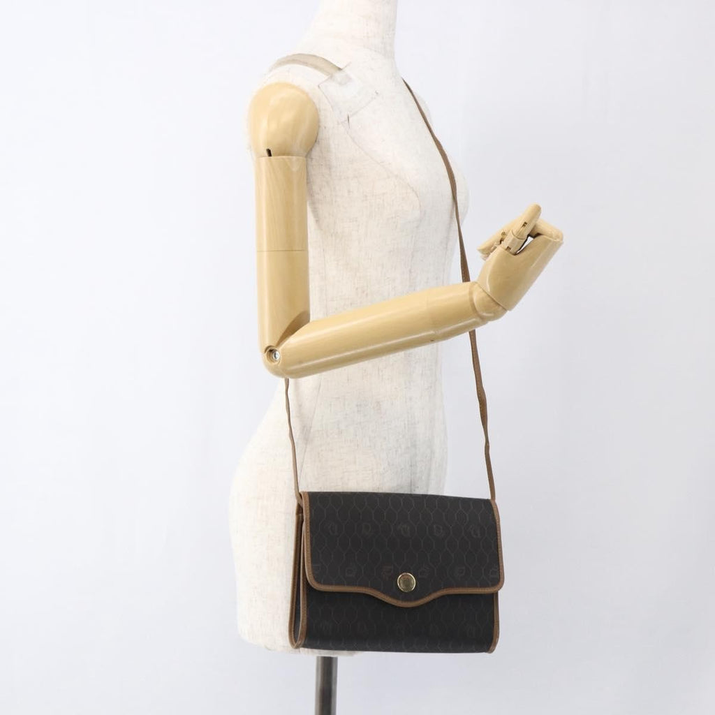 Christian Dior Vintage Honeycomb Flap Crossbody Bag Canvas And Leather Black Canvas Shoulder Bag Bag (Pre-Owned)