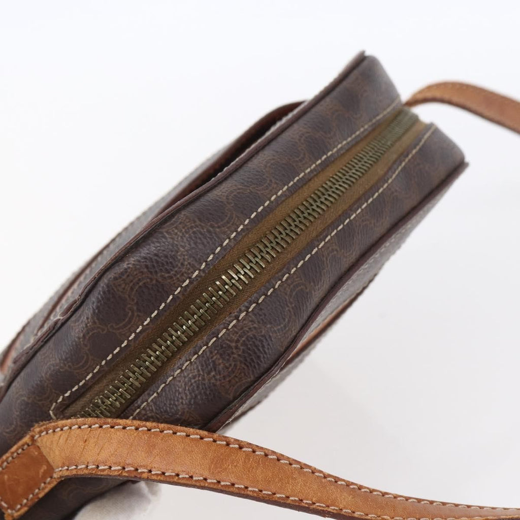 Celine Vintage Macadam Shoulder Bag Canvas And Leather Brown Canvas Shoulder Bag Bag