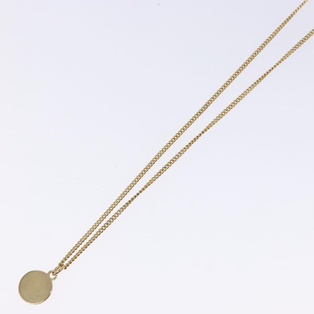 Christian Dior Vintage Logo Round Pendant Necklace Metal Gold Metal Jewelry (Pre-Owned)
