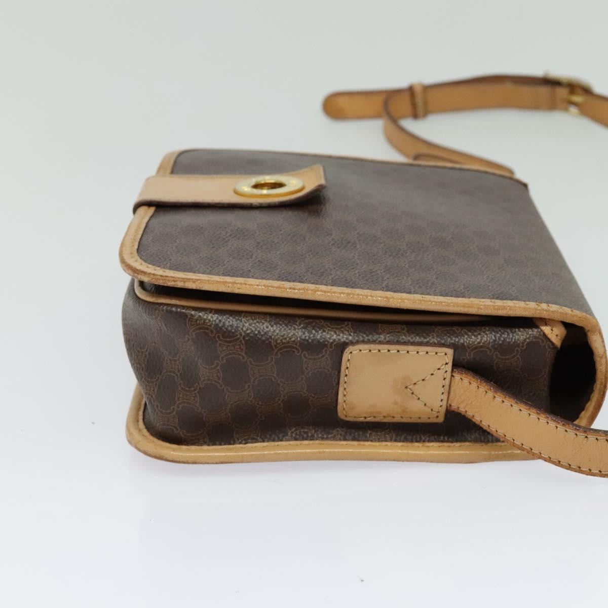 Celine Macadam Shoulder Bag Pvc Leather Brown Canvas Bag