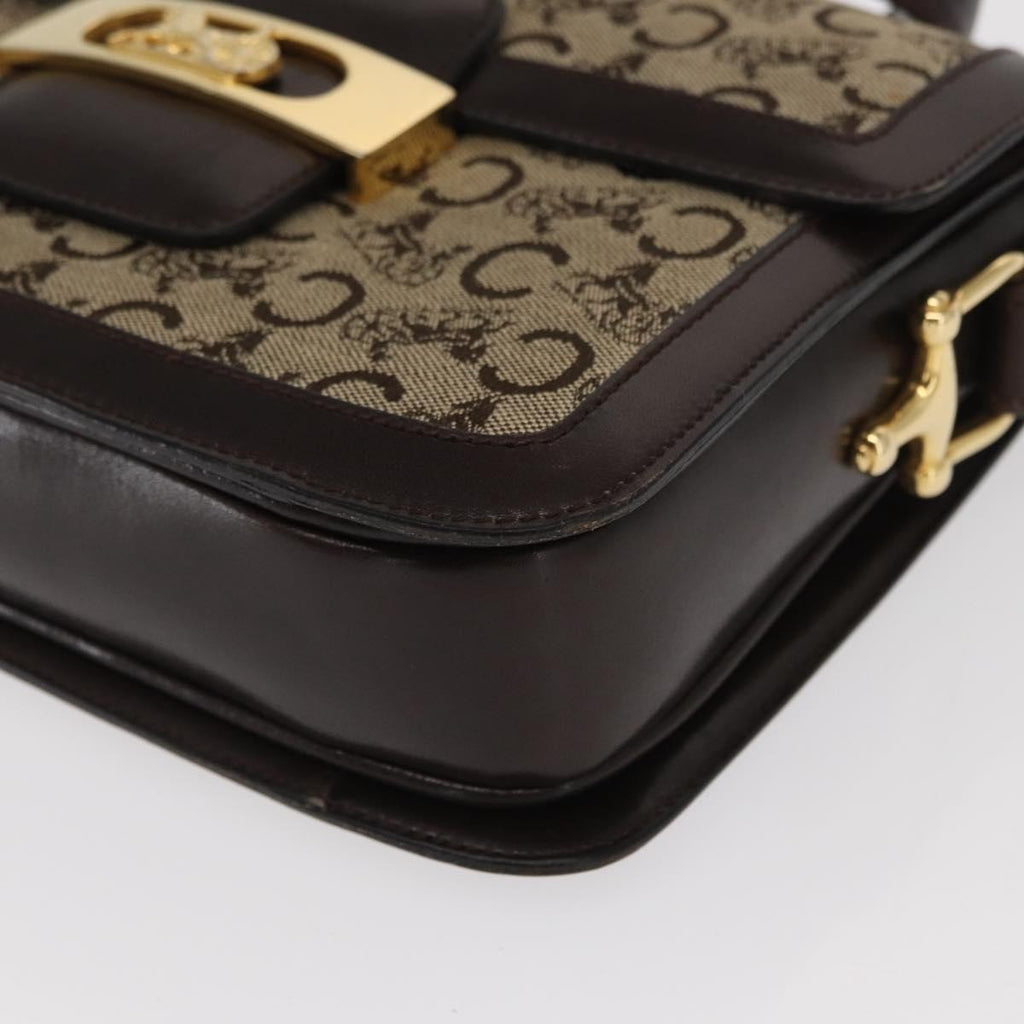 Celine Vintage Horse Carriage C Macadam Shoulder Bag Canvas And Leather Beige Canvas Shoulder Bag Bag
