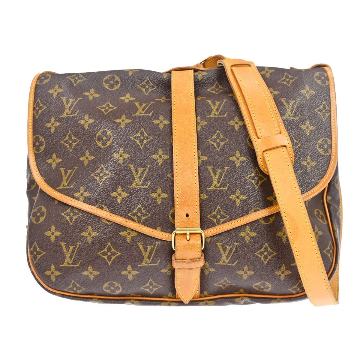 Louis Vuitton Saumur Handbag Monogram Canvas Brown Canvas Shoulder Bag