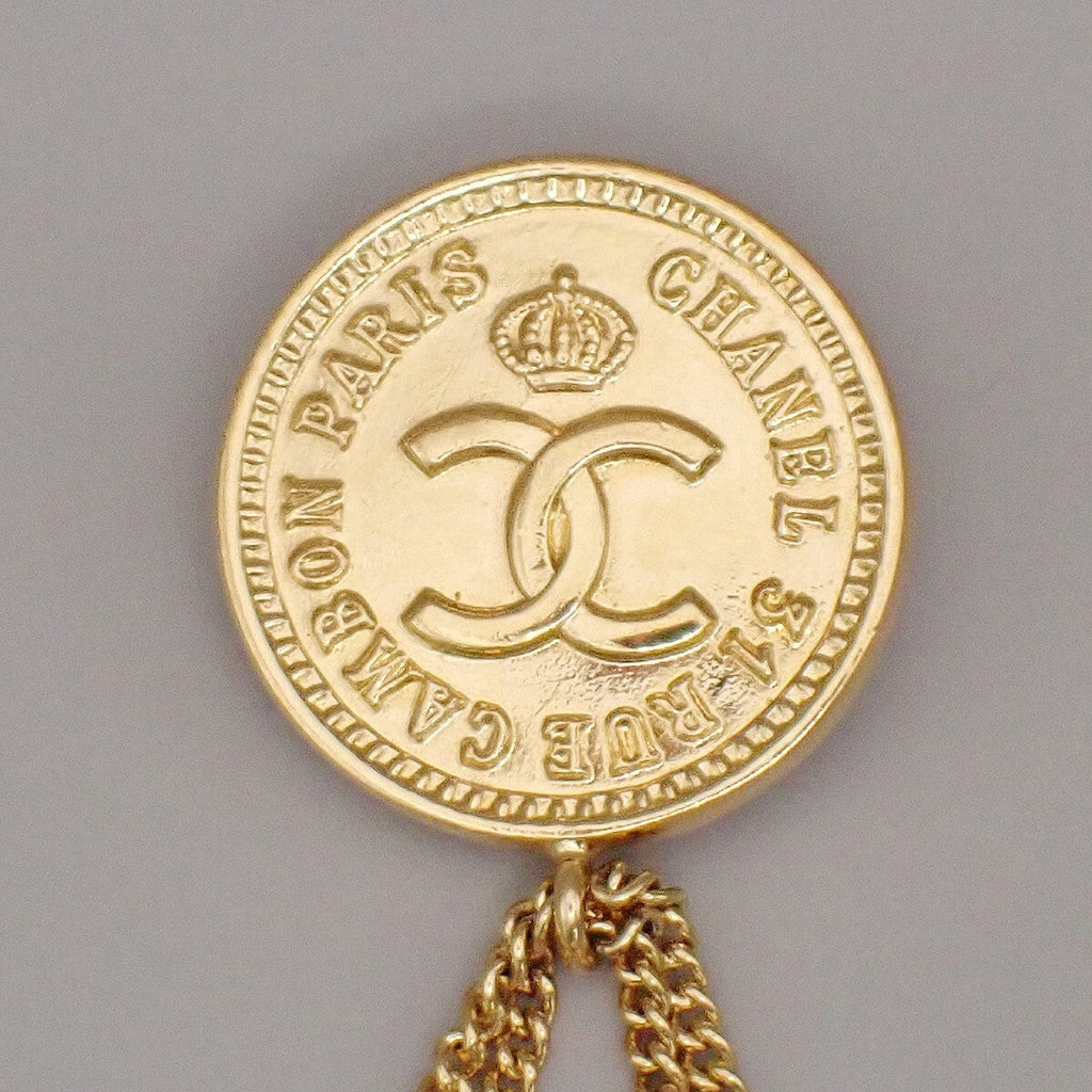 Chanel Vintage Medallion Flap Bag Brooch Metal Gold Gold_Plated Brooch Jewelry