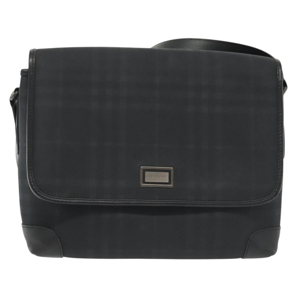 Burberry Nova Check Shoulder Bag Canvas Navy Canvas Shoulder Bag