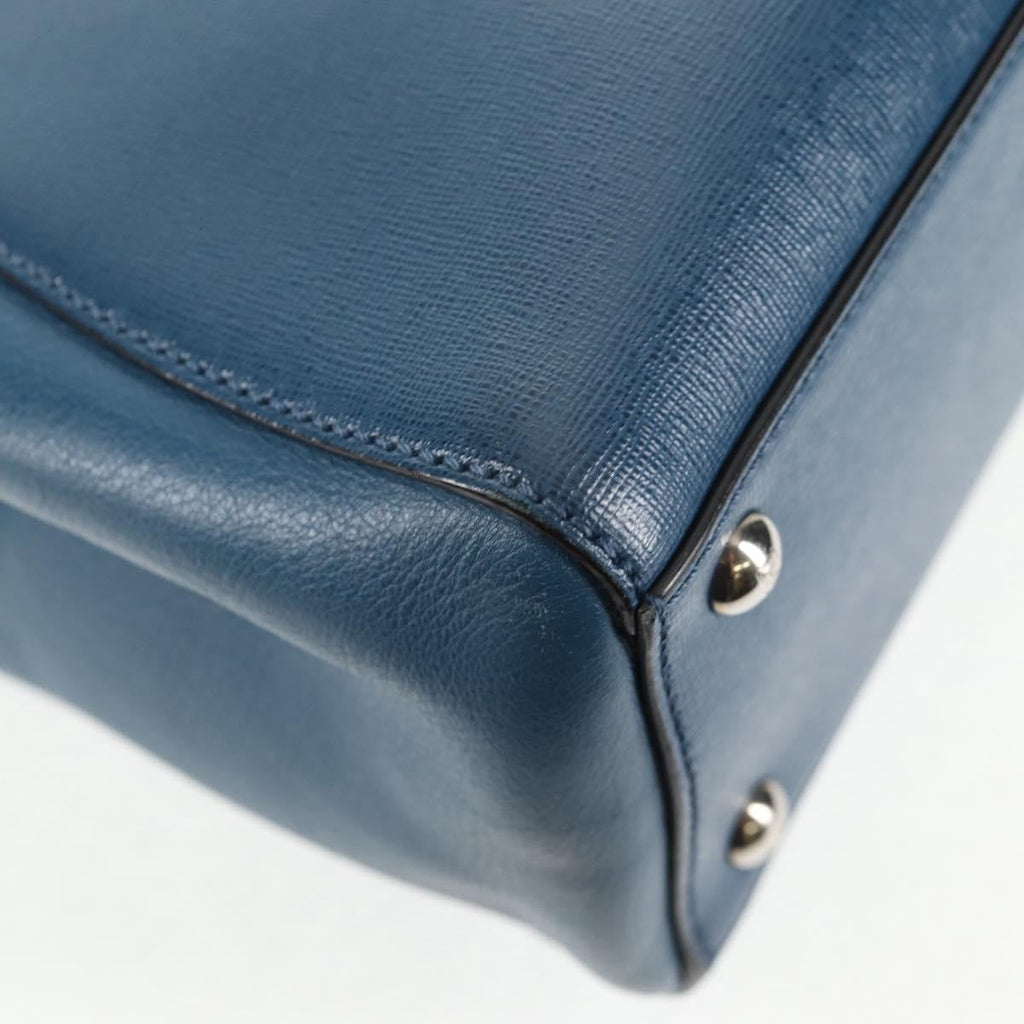 Fendi 2Jours Bag Leather Blue Leather Bag