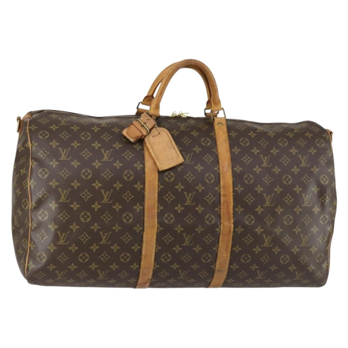 Louis Vuitton Keepall Bandouliere Bag Monogram Canvas Brown Canvas Travel Bag