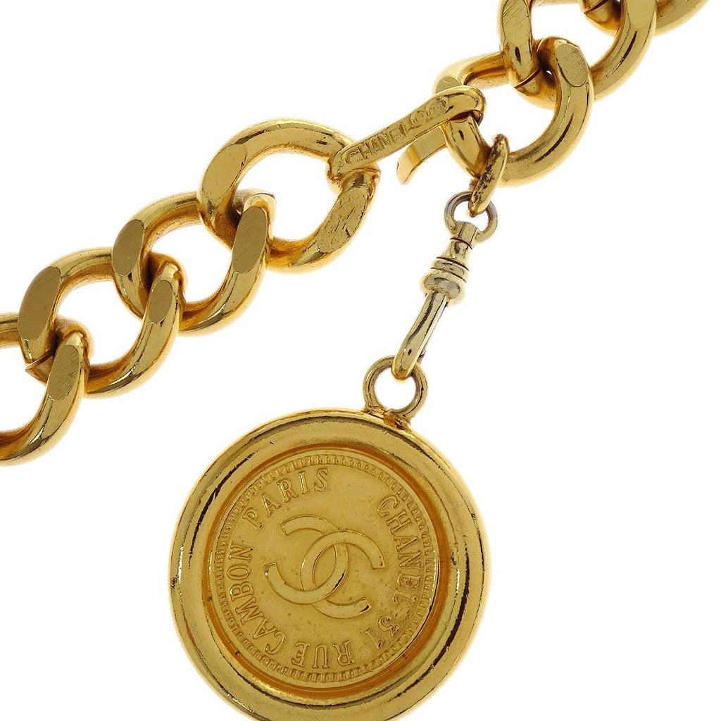 Chanel Vintage Medallion Chain Belt Metal Gold Gold_Plated Belts Accessory