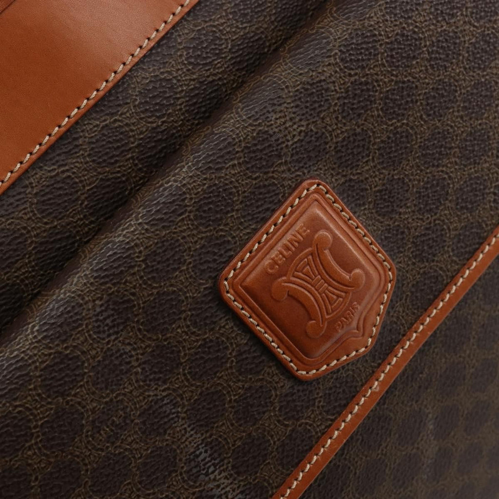 Celine Vintage Macadam Tote Bag Canvas And Leather Brown Canvas Tote Bag Bag
