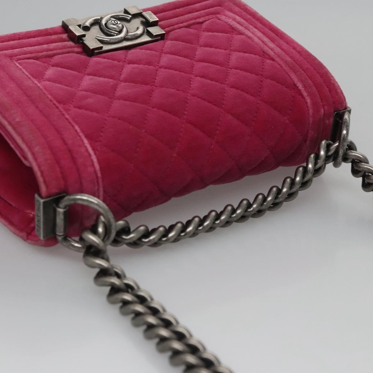 Chanel Boy Flap Bag Quilted Velvet Pink Velvet Shoulder Bag Bag