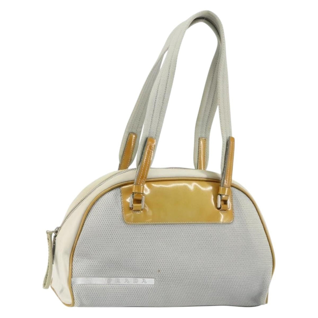 Prada Vintage Zip Handbag Tessuto Silver Nylon Handbag