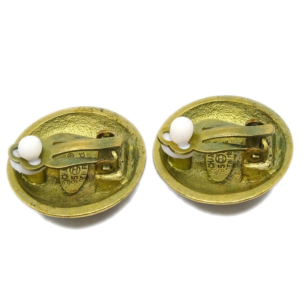 Chanel Vintage Cc Round Clip-On Earrings Metal Gold Gold_Plated Earrings Jewelry