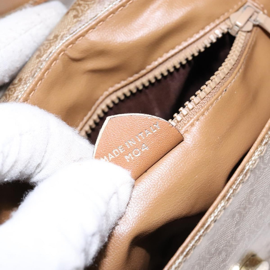Celine Macadam Shoulder Bag Pvc Leather Beige Canvas Bag