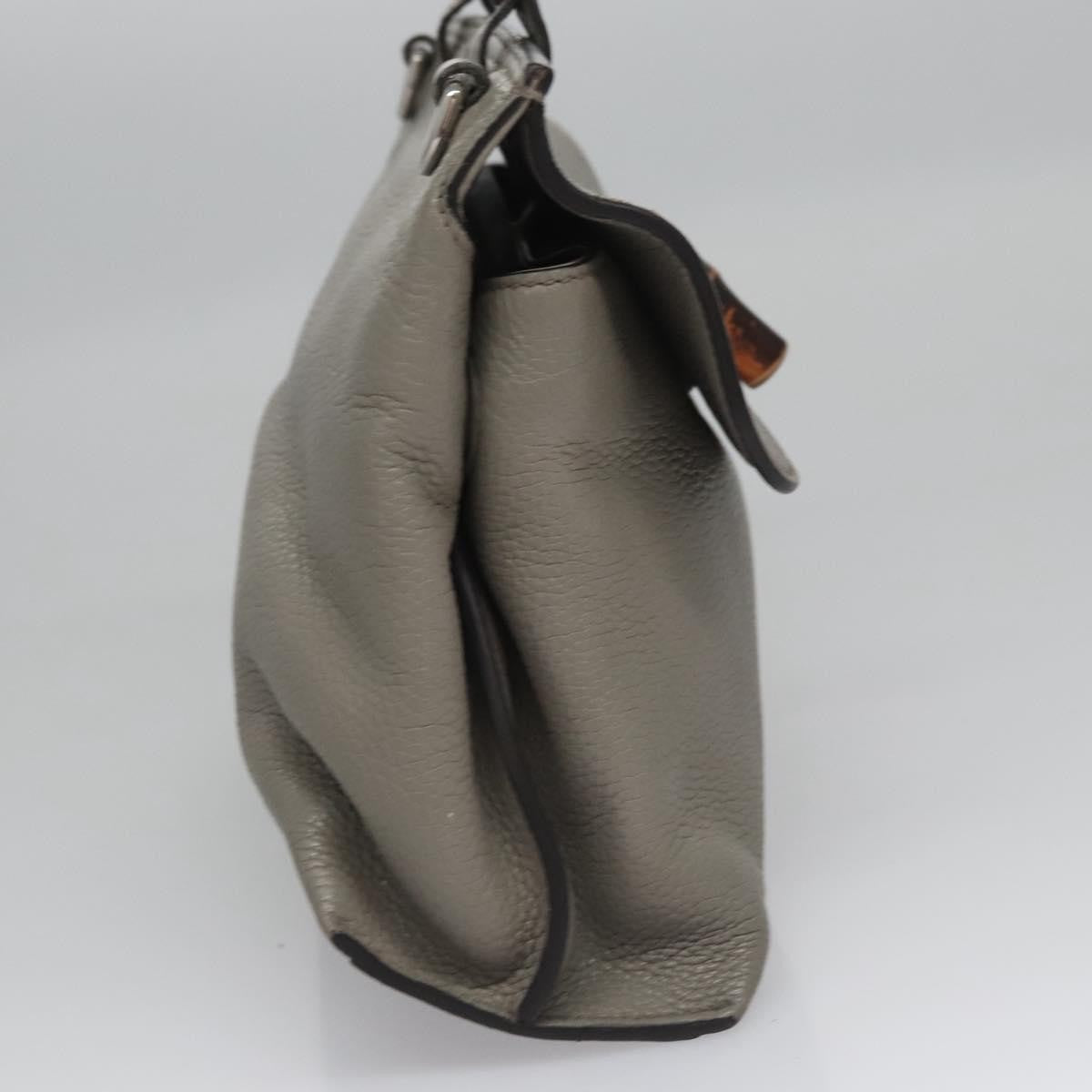 Gucci Bamboo Daily Top Handle Bag Leather Gray Leather Handbag (Pre-Owned)