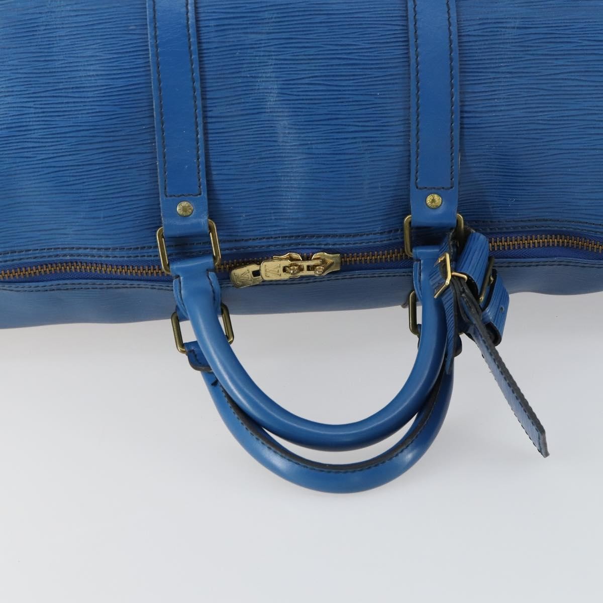 Louis Vuitton Keepall Bag Epi Leather Blue Leather Travel Bag