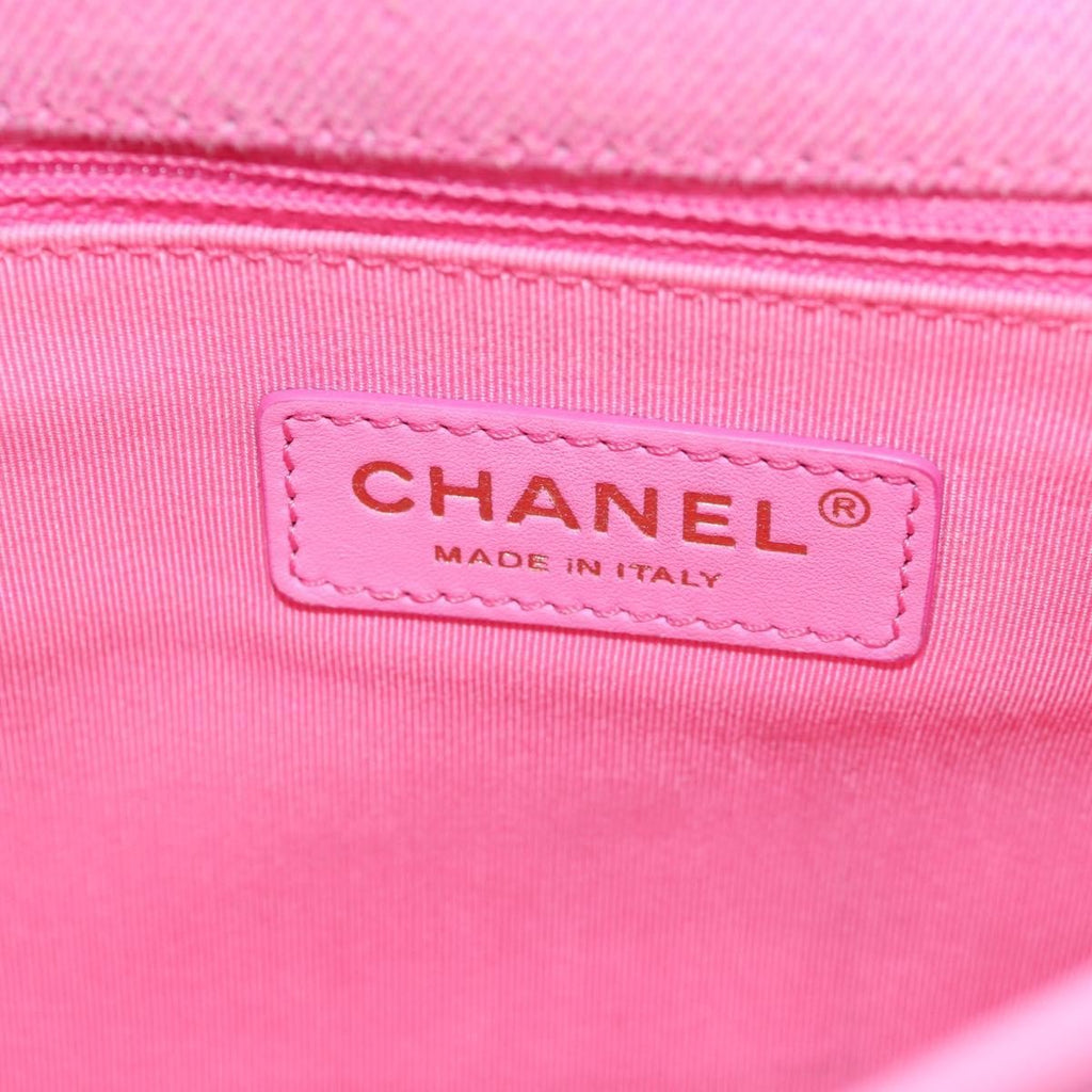 Chanel Flap Messenger Bag Quilted Denim Pink Canvas Shoulder Bag Bag