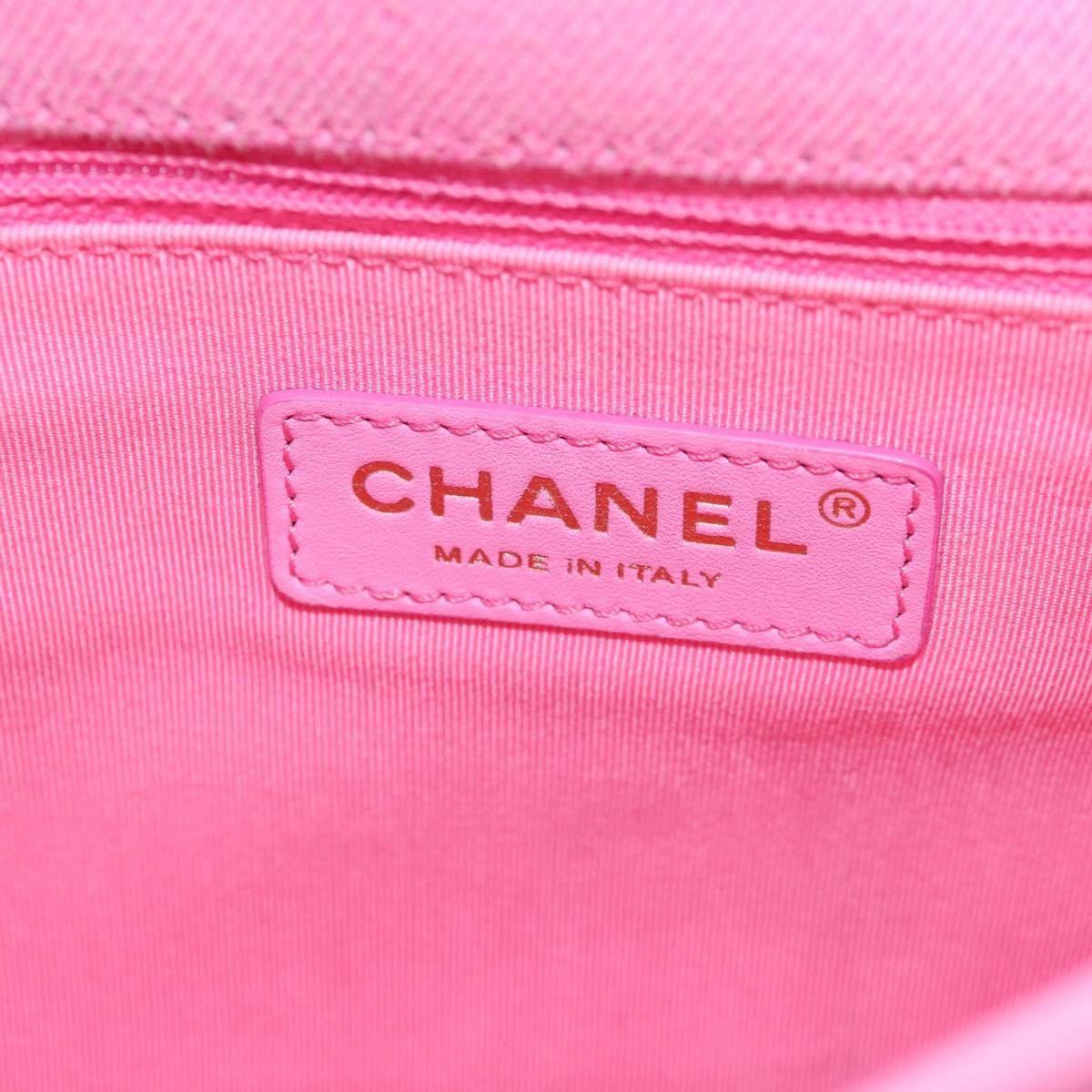 Chanel Flap Messenger Bag Quilted Denim Pink Canvas Shoulder Bag Bag