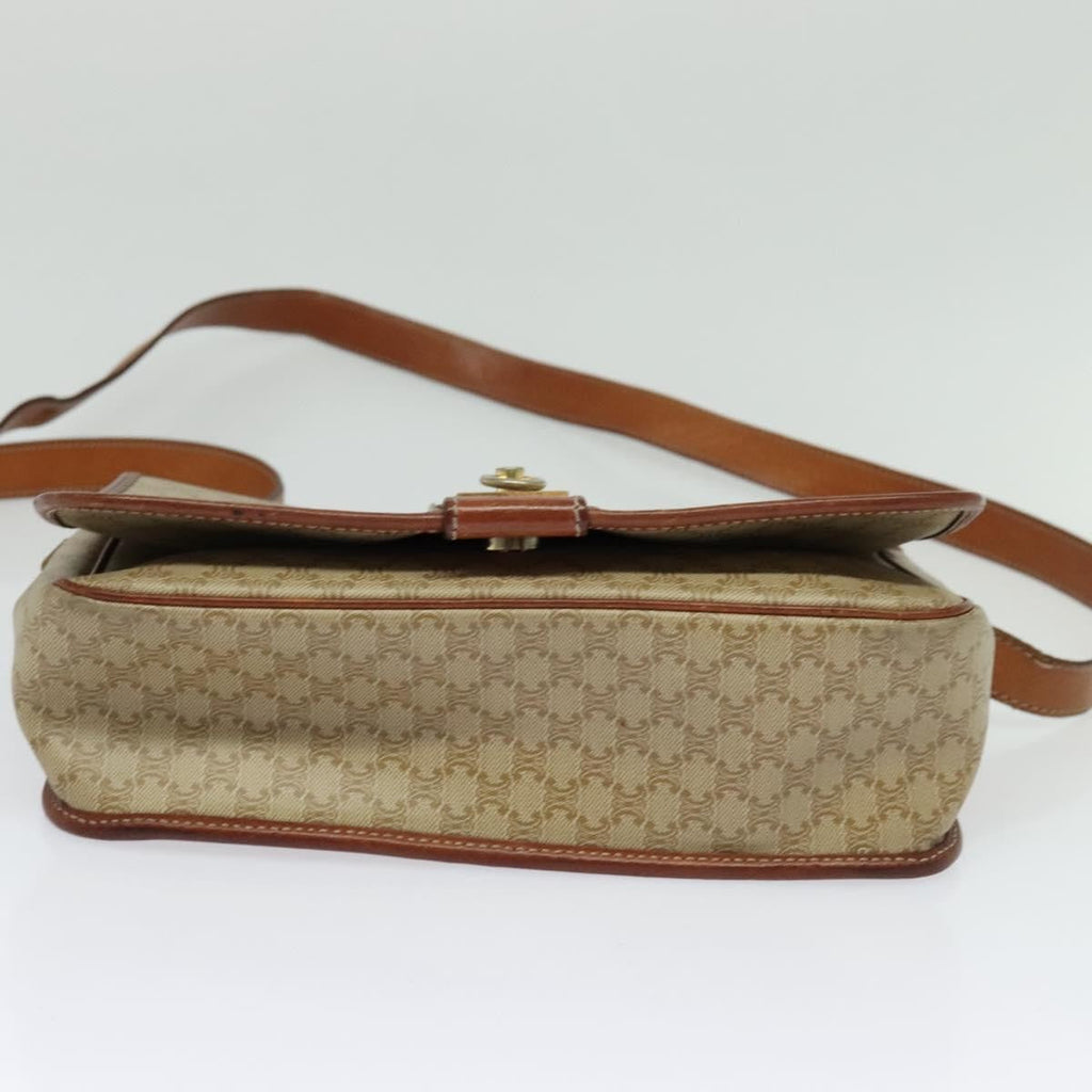Celine Vintage Macadam Shoulder Bag Canvas And Leather Beige Canvas Shoulder Bag Bag