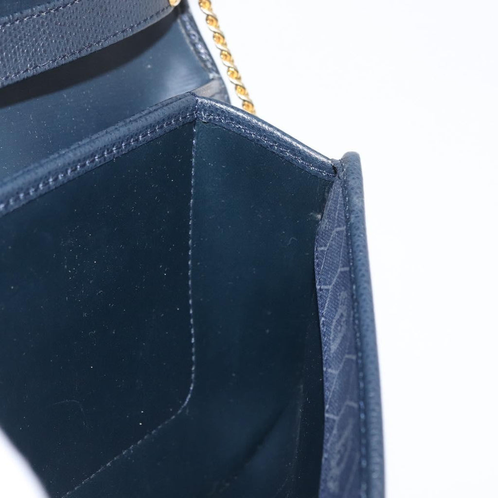 Christian Dior Vintage Chain Flap Shoulder Bag Leather Navy Leather Shoulder Bag Bag (Pre-Owned)