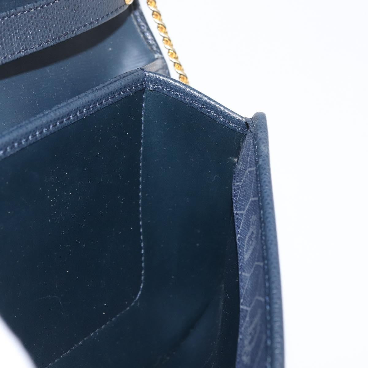 Christian Dior Vintage Chain Flap Shoulder Bag Leather Navy Leather Shoulder Bag Bag (Pre-Owned)