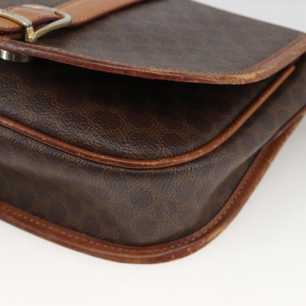 Celine Vintage Macadam Shoulder Bag Canvas And Leather Brown Canvas Shoulder Bag Bag