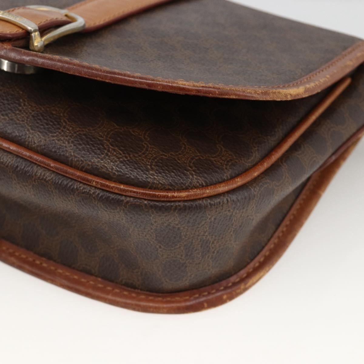 Celine Vintage Macadam Shoulder Bag Canvas And Leather Brown Canvas Shoulder Bag Bag