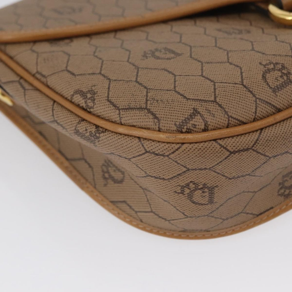 Christian Dior Vintage Honeycomb Shoulder Bag Canvas And Leather Beige Canvas Shoulder Bag Bag (Pre-Owned)