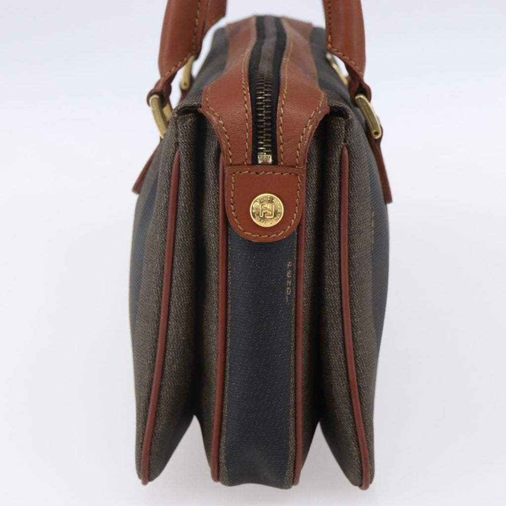 Fendi Vintage Pequin Convertible Boston Bag Coated Canvas Brown Canvas Handbag