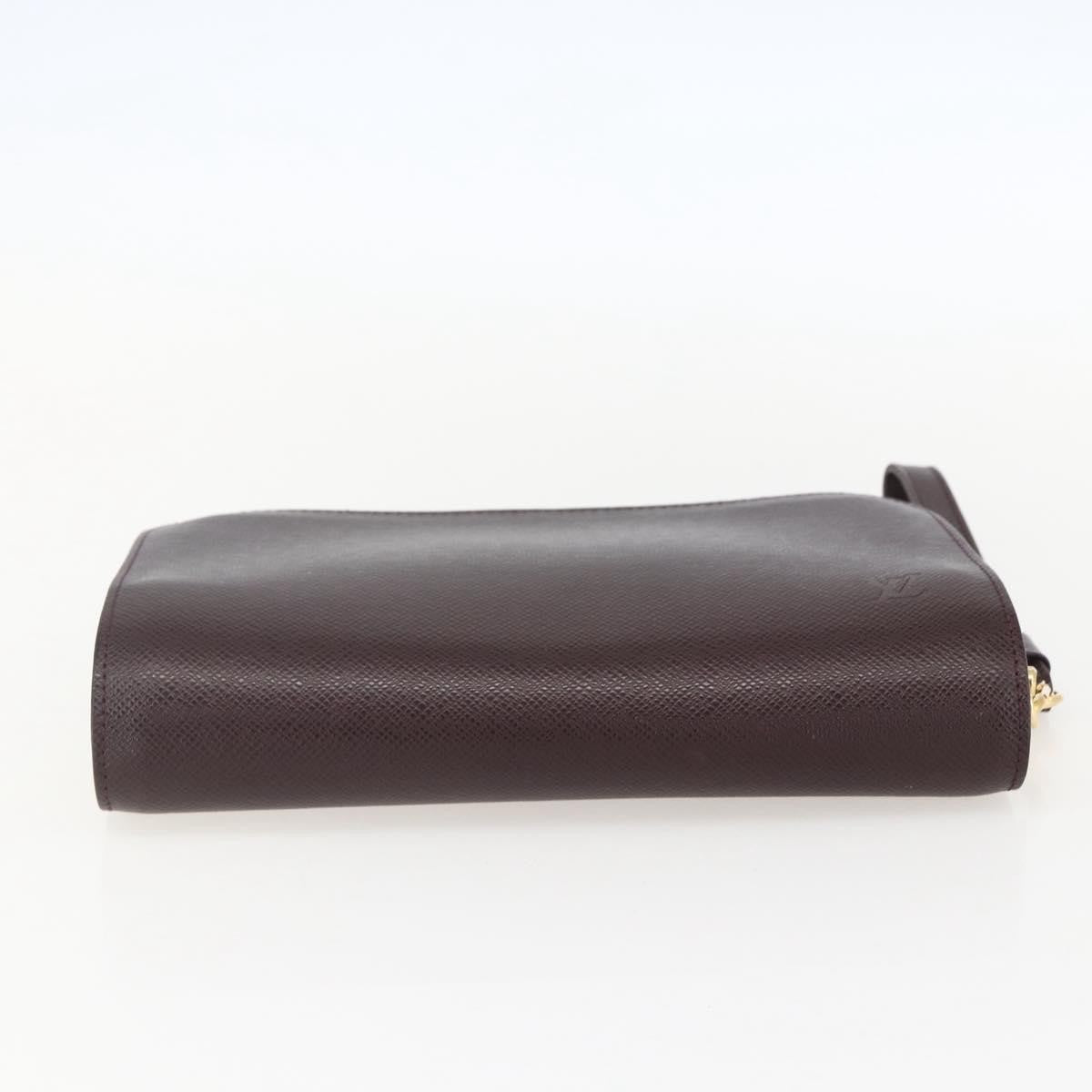 Louis Vuitton Pochette Baikal Clutch Taiga Leather Brown Leather Clutche & Pouche Bag
