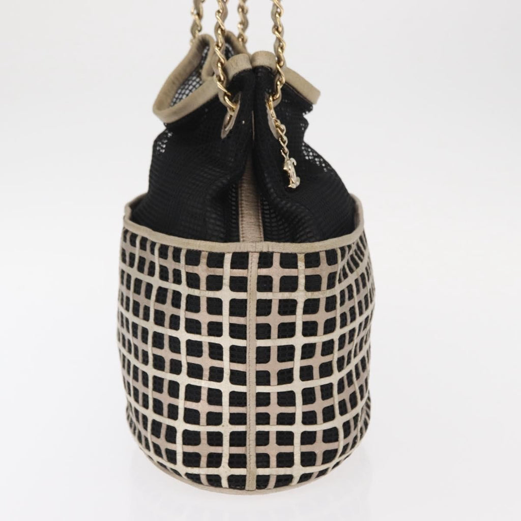 Chanel Chain Bucket Bag Mesh And Leather Black Leather Shoulder Bag Bag