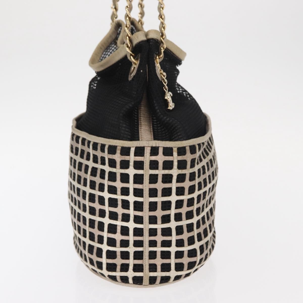 Chanel Chain Bucket Bag Mesh And Leather Black Leather Shoulder Bag Bag