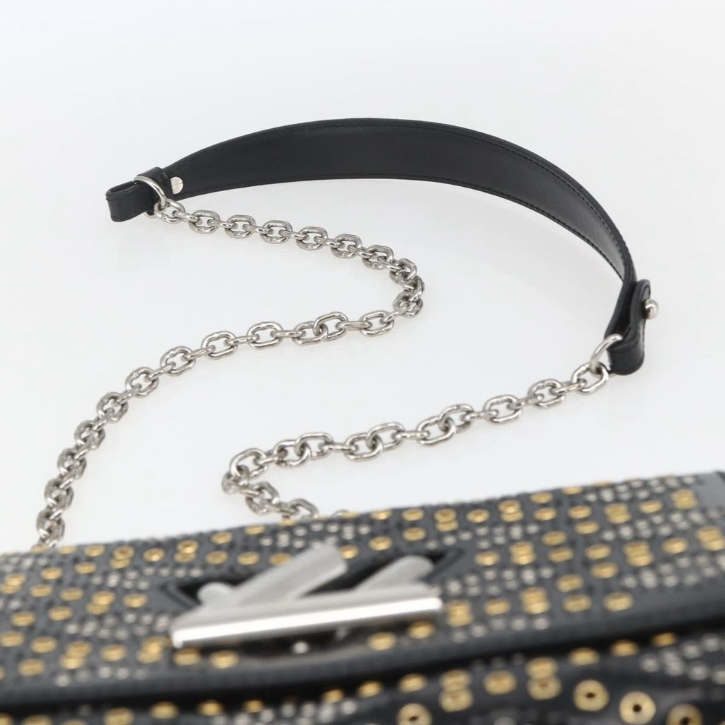 Louis Vuitton Twist Handbag Limited Edition Grommet Embellished Leather Black Leather Shoulder Bag
