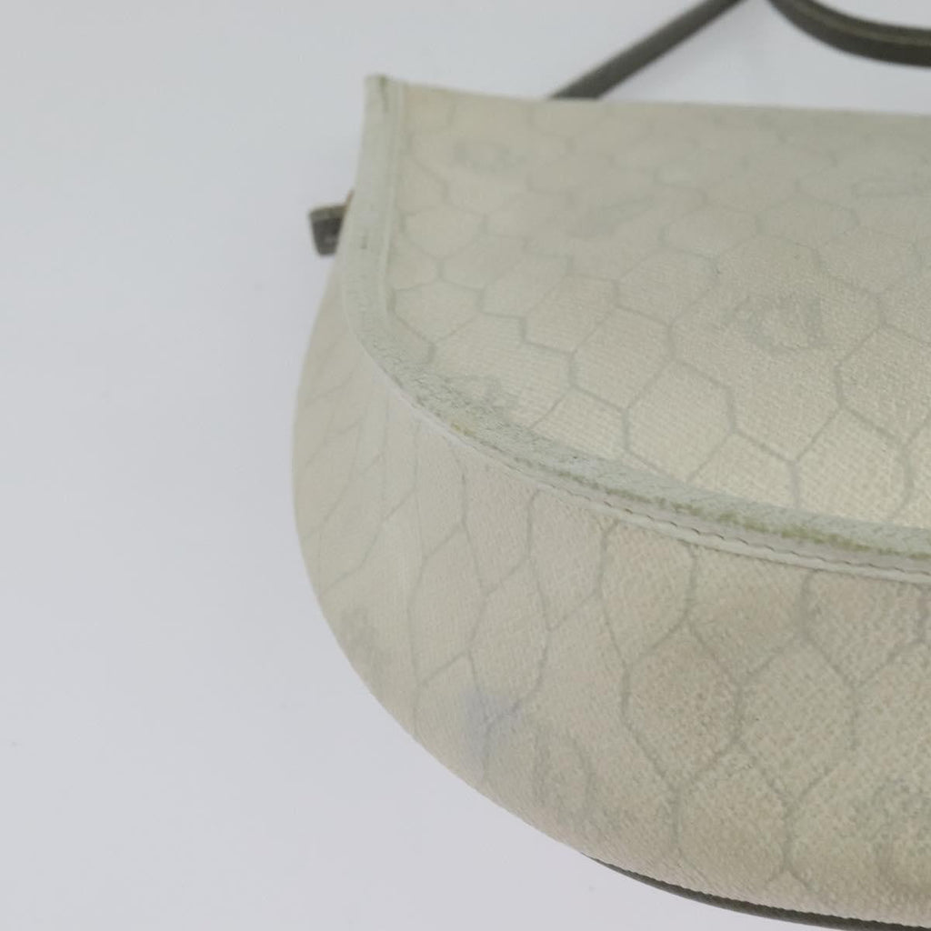 Christian Dior Vintage Honeycomb Shoulder Bag Canvas White Canvas Shoulder Bag Bag (Pre-Owned)