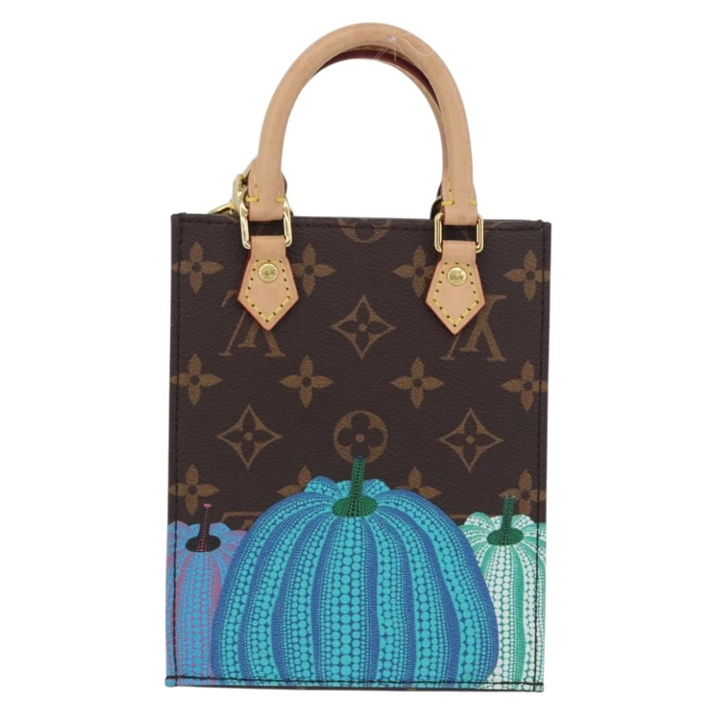 Louis Vuitton Petit Sac Plat Bag Yayoi Kusama Pumpkins Monogram Canvas Brown Canvas Handbag