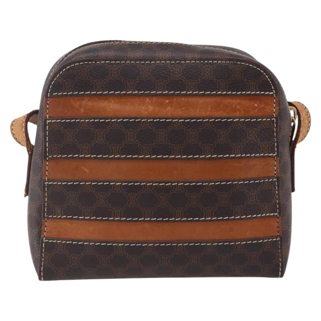 Celine Vintage Macadam Shoulder Bag Canvas And Leather Brown Canvas Shoulder Bag Bag