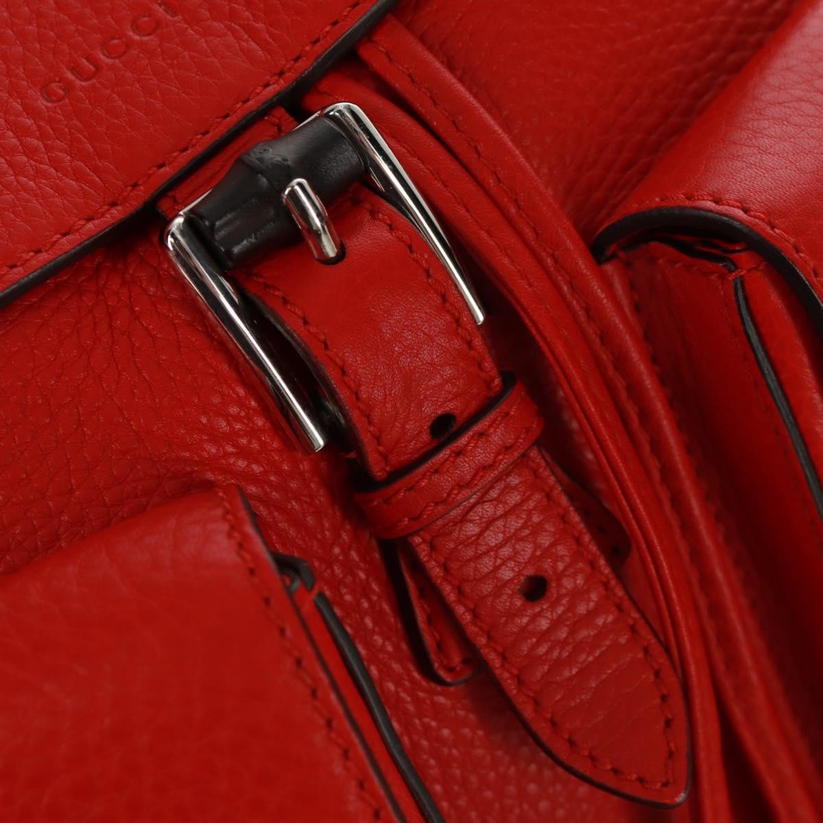 Gucci Bamboo Tassel Backpack Leather Red Leather Backpack Bag (Pre-Owned)