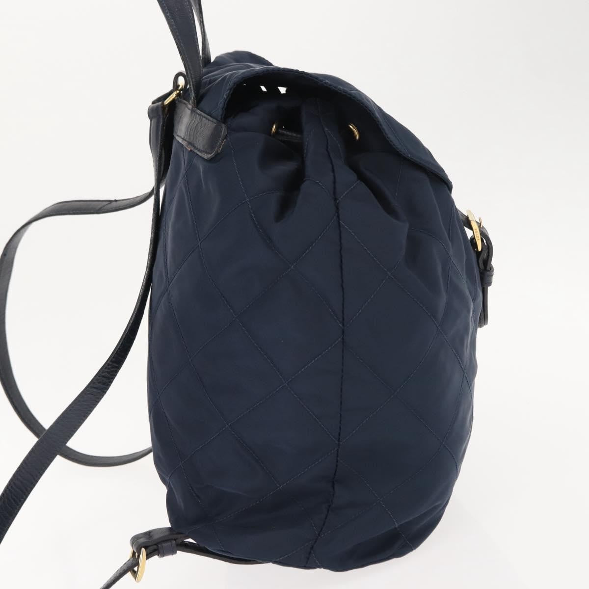 Prada Buckle Backpack Quilted Tessuto Navy Nylon Backpack Bag