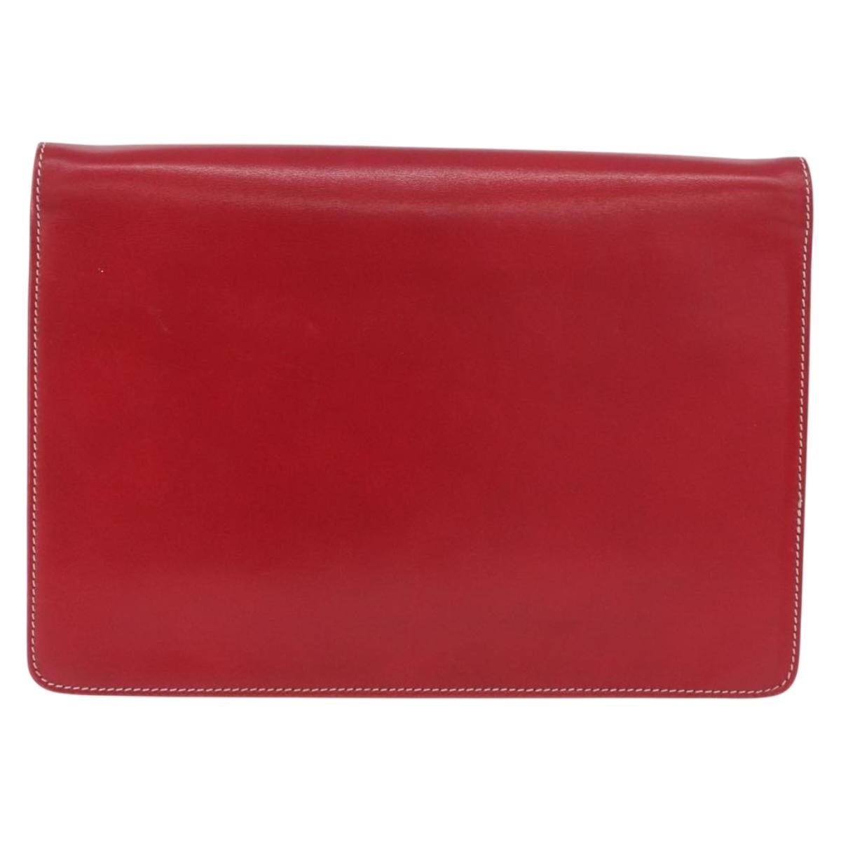 Christian Dior Vintage Cd Chain Flap Shoulder Bag Leather Red Leather Shoulder Bag Bag (Pre-Owned)